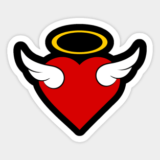 Winged Red Heart 02 Black Sticker